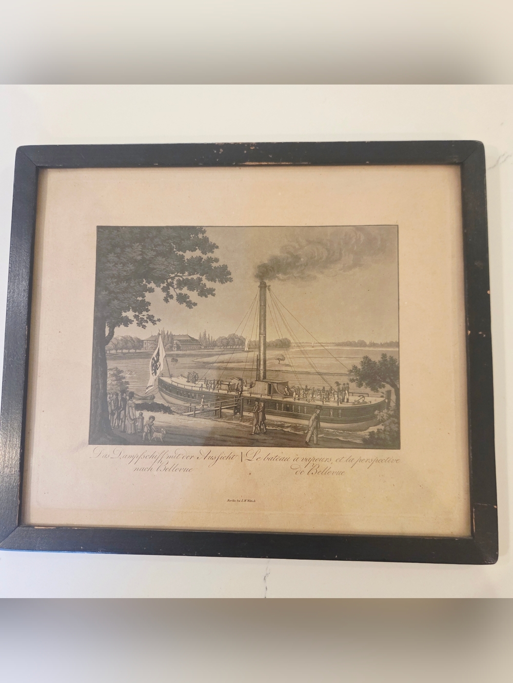 Rare 1817 Berlin Engraving Print Prinzessin Charlotte First Prussian Steamship